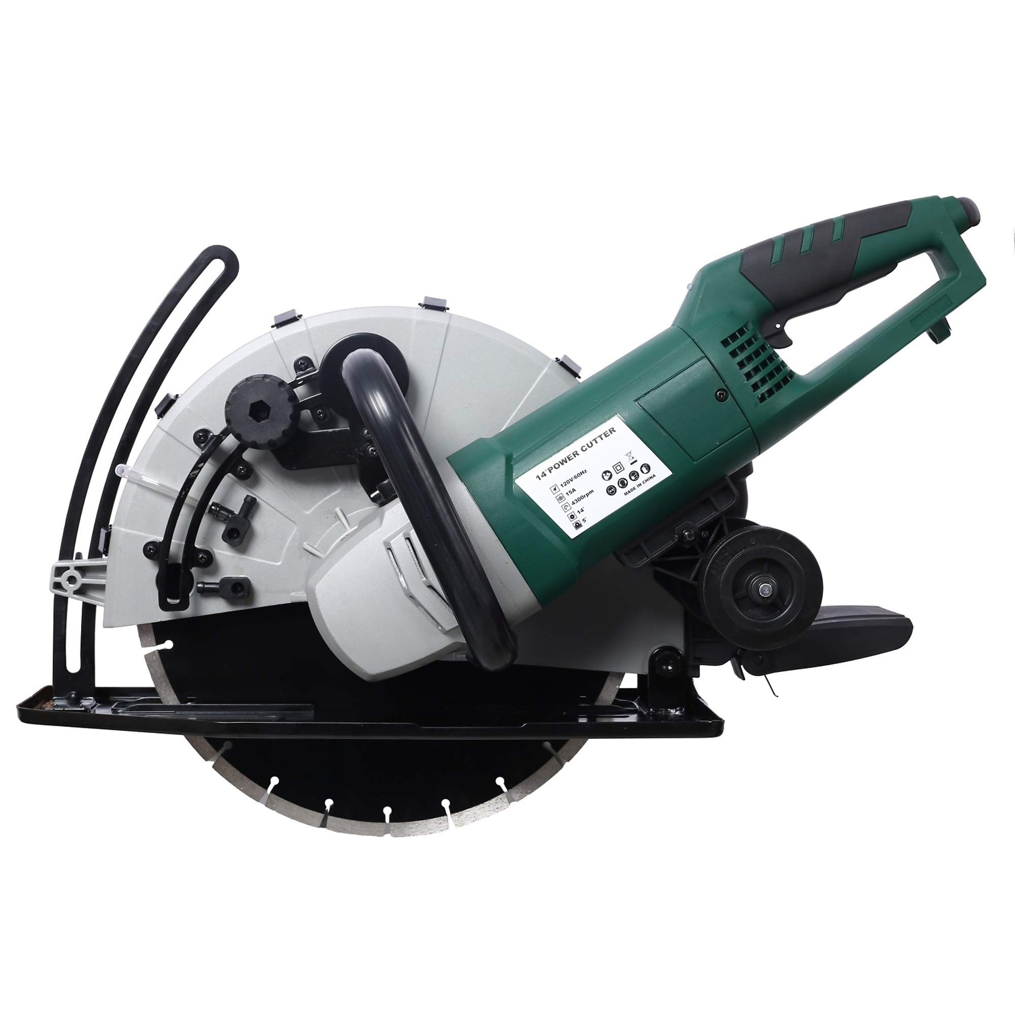 BlackTeck Wet/Dry Electric Circular Concrete Saw — 14in., 2600W, 5in. Cutting Depth, Water Line, Dust Extraction, Diamond Blade, Model# N2-208415
